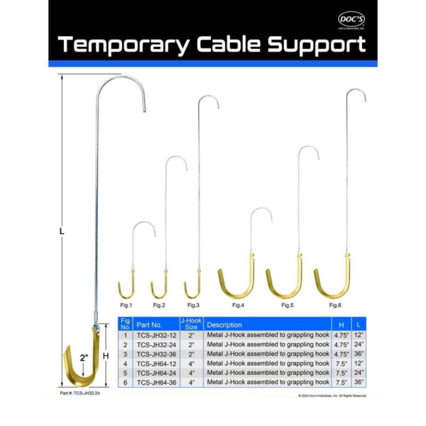 Temp Cable Support – J Hook 24″